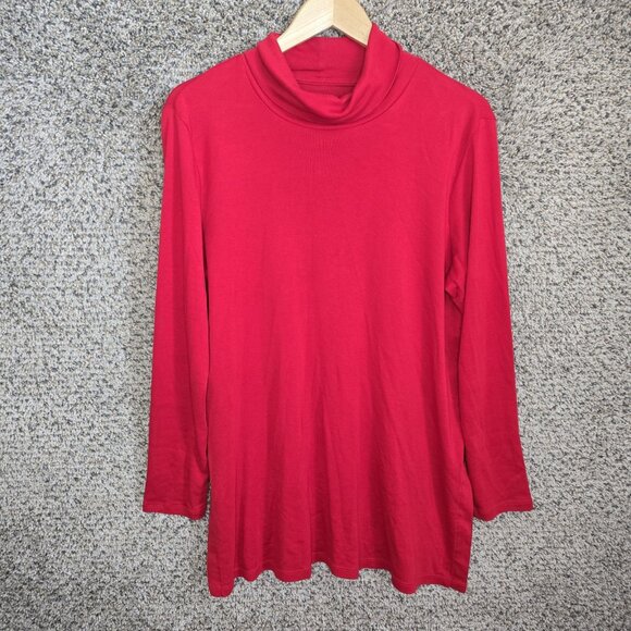 J. Jill Tops - J Jill Top Womens Large Red Perfect Pima Side Vent Turtleneck‎ Tunic Casual